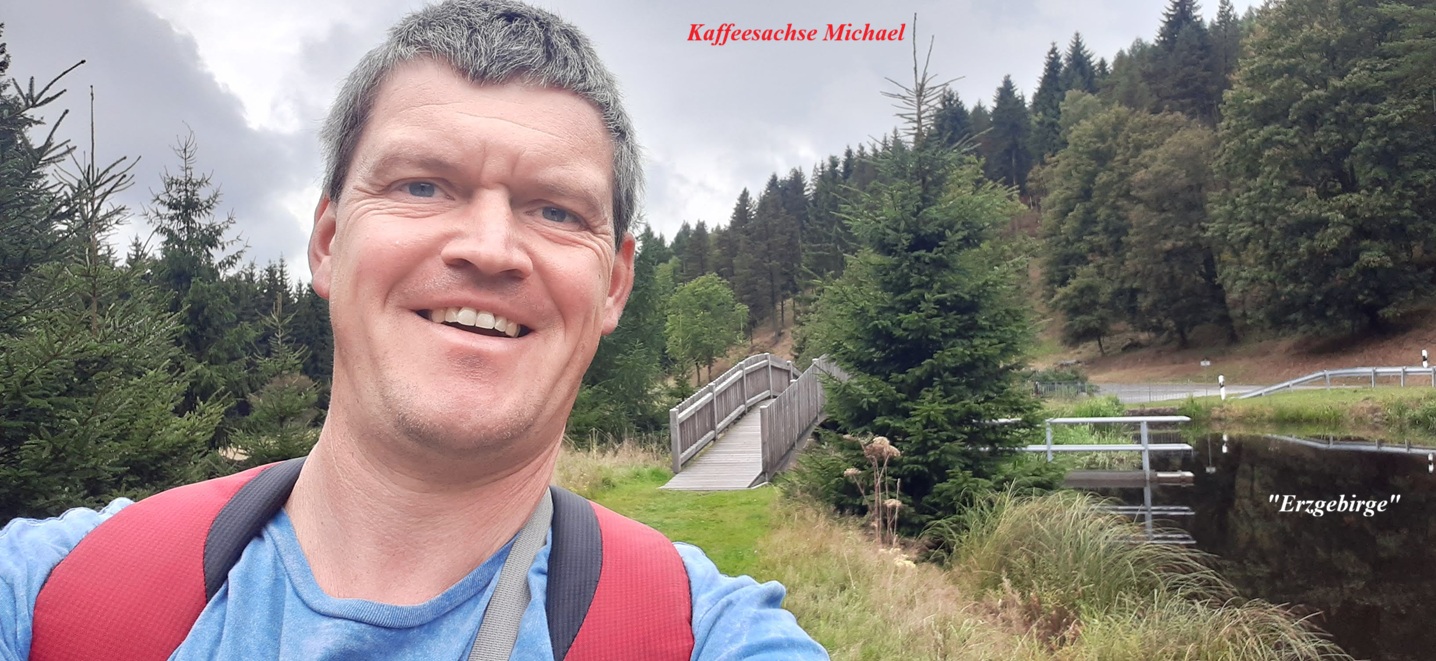 Kaffeesachse Michael im Erzgebirge (Schwarzer Teich Deutscheinsiedel)